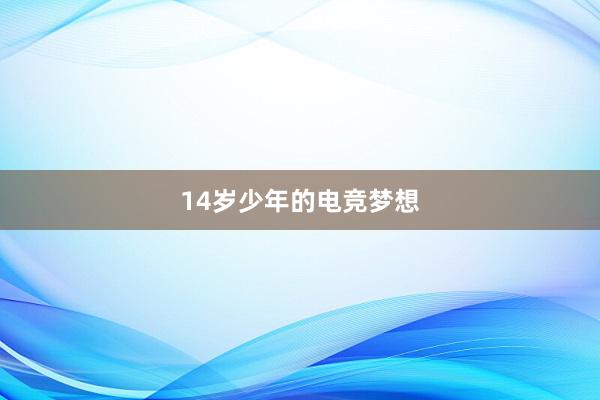 14岁少年的电竞梦想