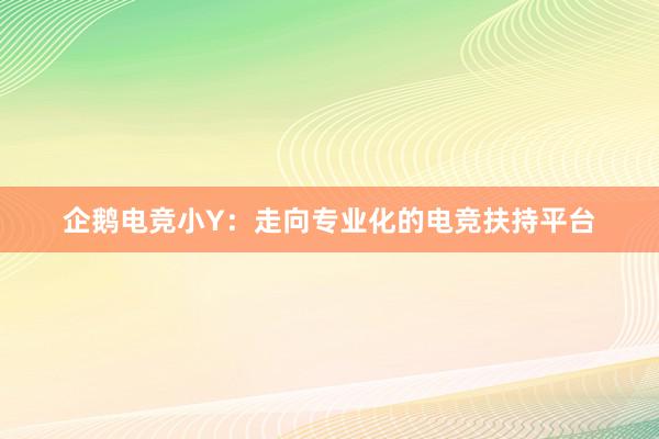 企鹅电竞小Y：走向专业化的电竞扶持平台